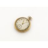 An Art Deco period 9ct gold open faced watch by Vertex, 44mm case with top winder, appears to run