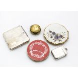 A Victorian silver vesta, of plain rectangular shape, hinged lid with flower stamp to inner rim,