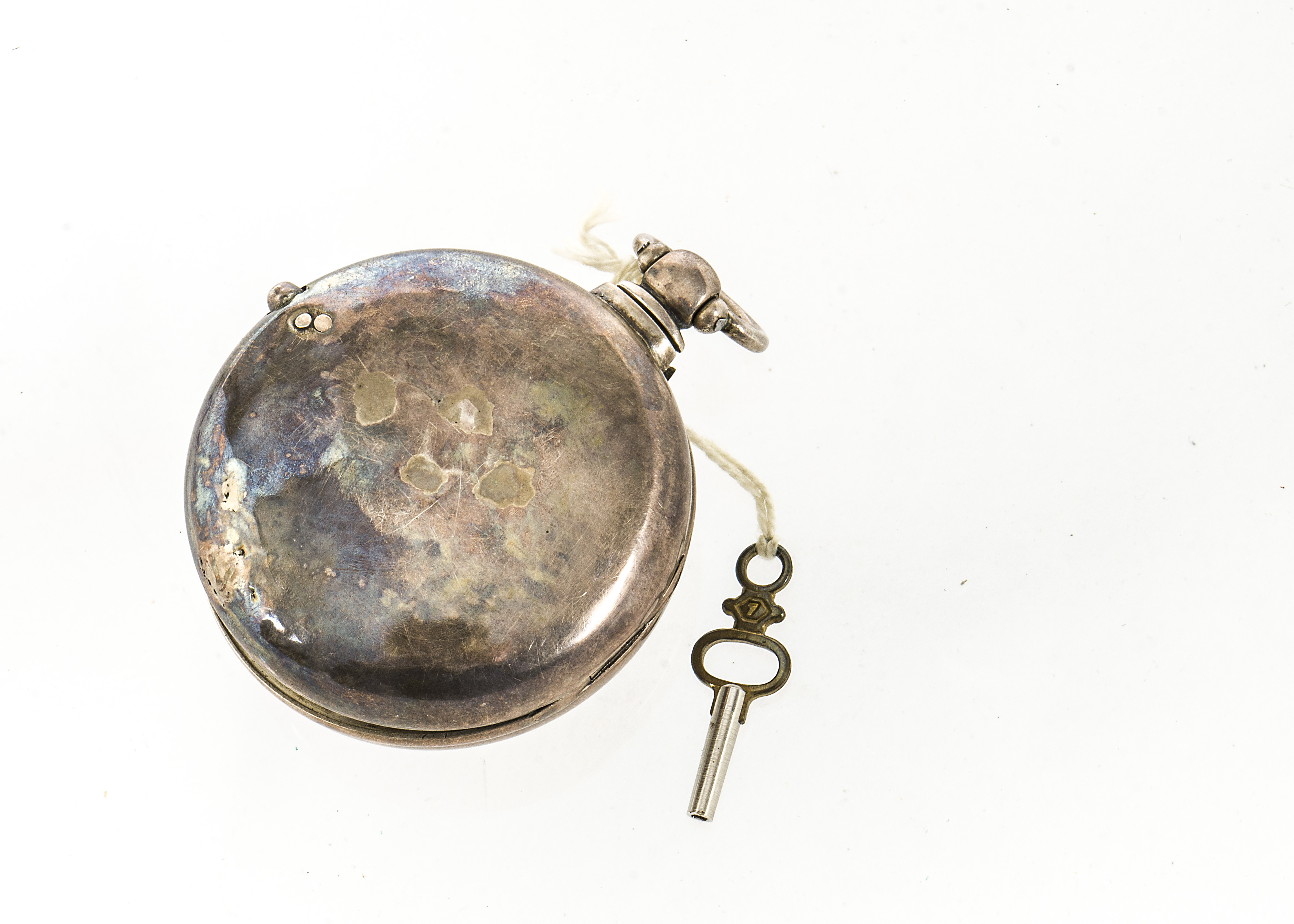 A Victorian silver pair cased pocket watch by Isaac Wilkinson of Leicester, fusee movement marked - Image 3 of 3