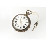 A Victorian silver pair cased pocket watch by Isaac Wilkinson of Leicester, fusee movement marked