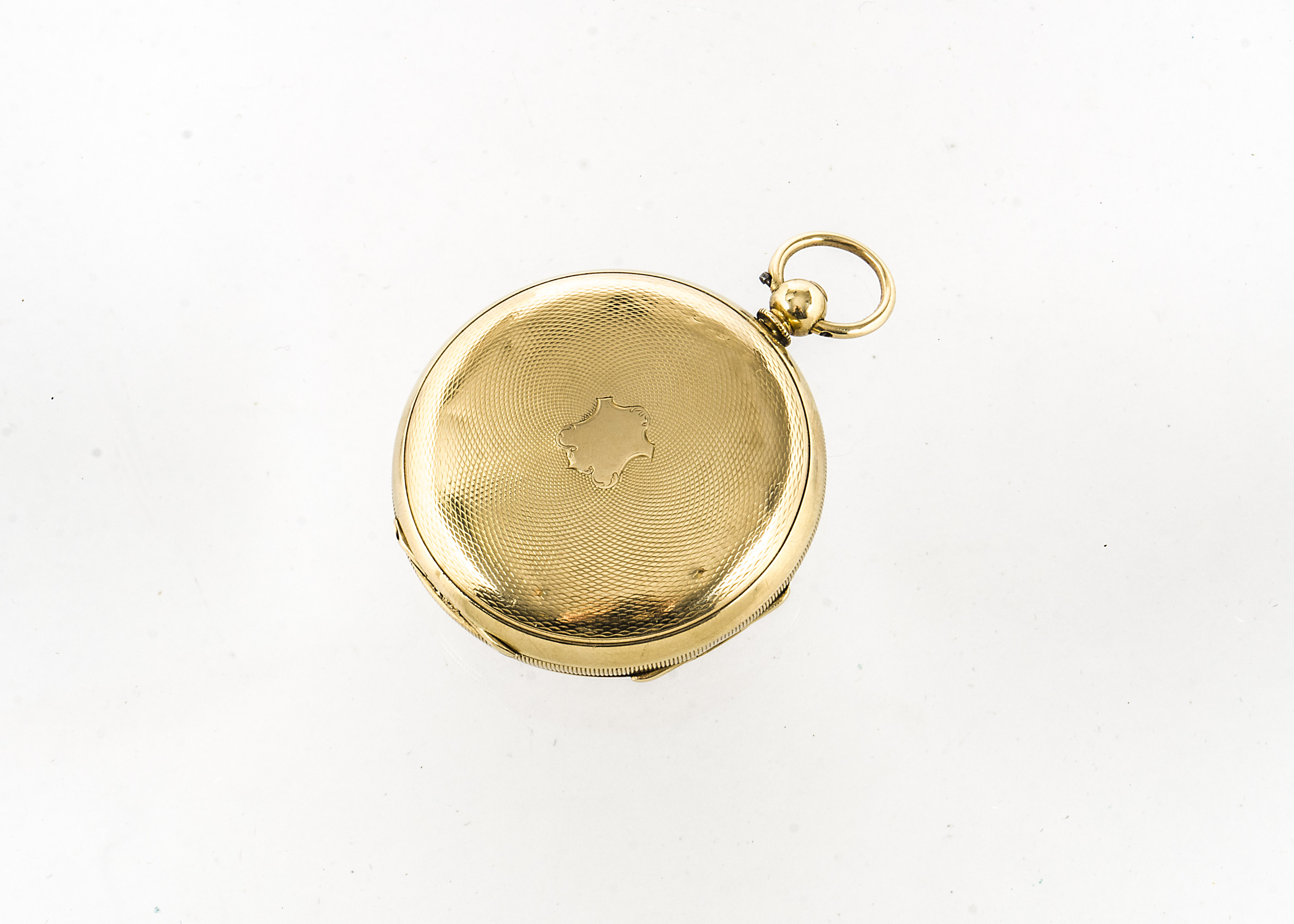 A Victorian 18ct gold lady's open faced pocket watch, 43mm case, having engraved gilt dial, - Image 3 of 3