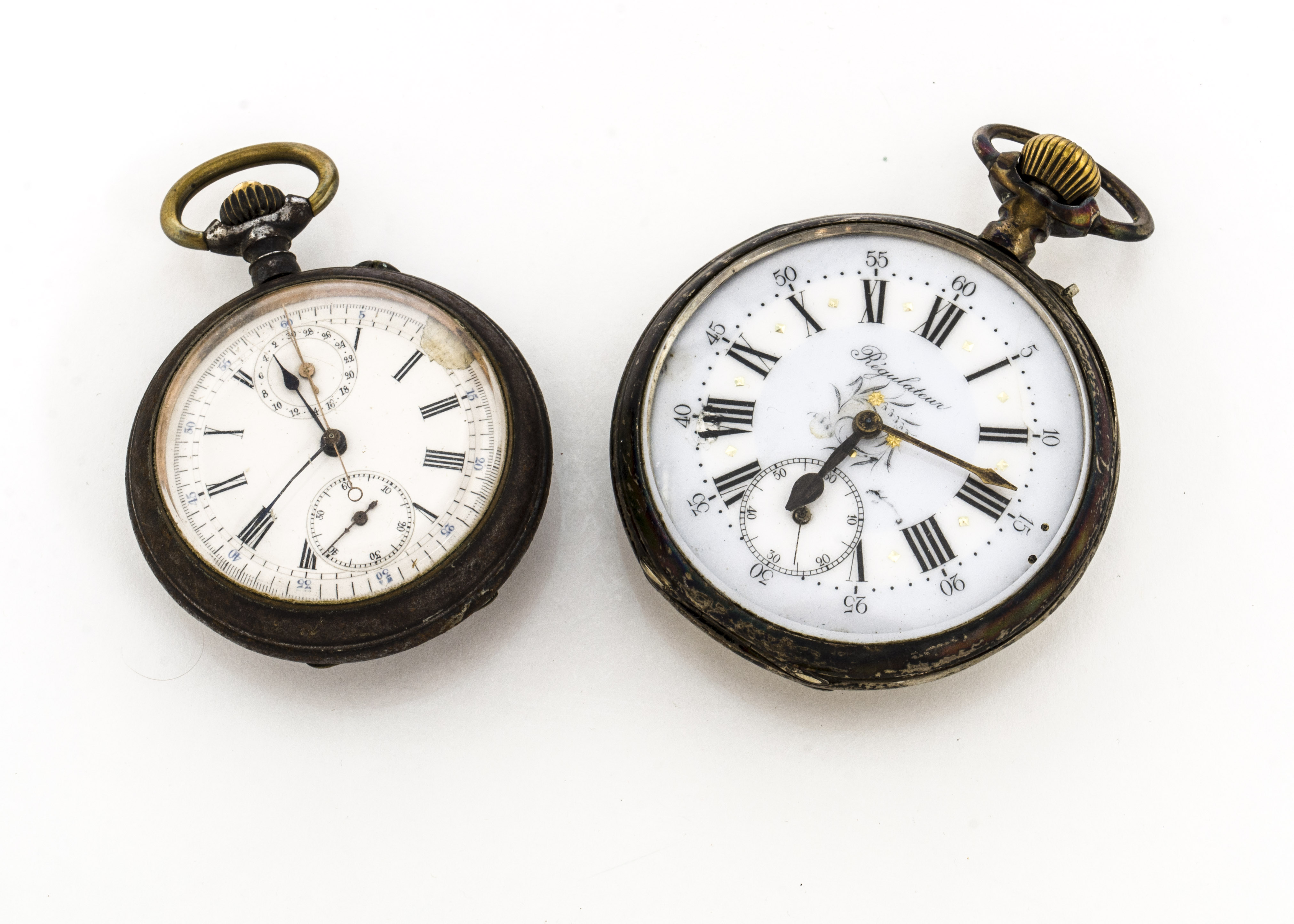 A very large continental silver open faced pocket watch, 64mm, marked Regulateur to dial, appears to