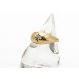 A 9ct gold gentleman's gem set signet ring, the brilliant cut cubic zirconia in gypsy setting in