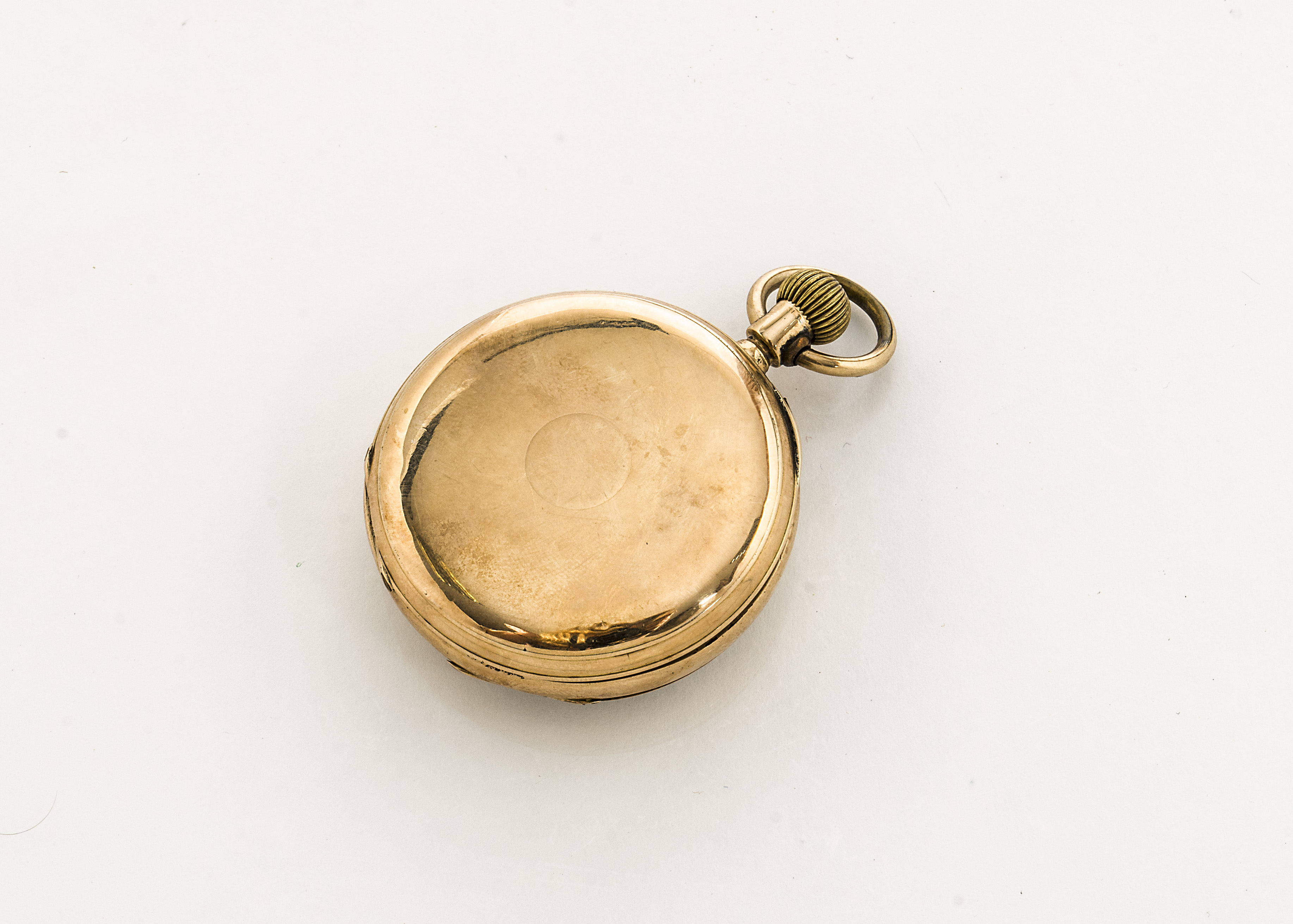 An early 20th century 14ct gold cased open faced pocket watch, 46mm case with top winder, base metal - Image 2 of 2