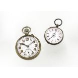 A Victorian continental silver open faced lady's pocket watch, together with a Sphinx military style