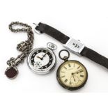A Victorian silver open faced pocket watch from Ford Galloway & Co, together with a fancy link watch