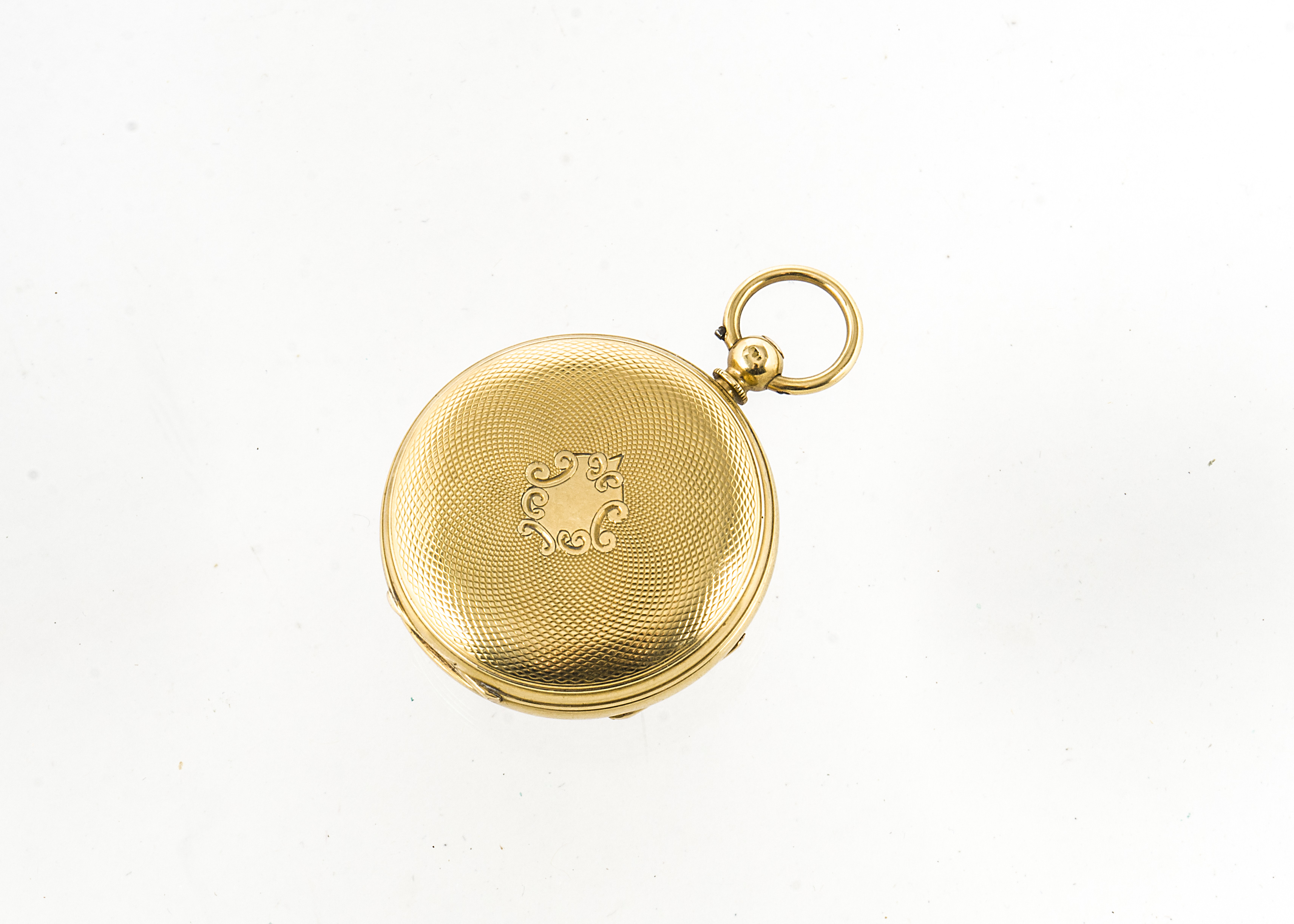 A Victorian 18ct gold lady's open faced pocket watch, 38mm case, having engraved gilt dial, - Image 3 of 3