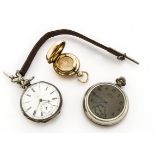 A Victorian silver open faced pocket watch, marked 18569 to dial, together with an Ingersoll Crown