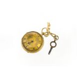 A Victorian 18ct gold lady's pocket watch, having engraved gilt dial, hallmarked to rear and dust