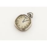 An Art Deco period continental silver open faced pocket watch, squared 40mm case, marked Globe to