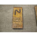 Republic of Ireland Double Corner Sign, a cast iron yellow and black sign inscribed Double Corner in