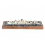 A 1:700 scale or similar waterline model of Hospital Ship 'Hikawamaru', appears to be constructed
