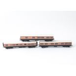 Three Fine Kit-built 00 Gauge LSWR Coaches, beautifully finished in LSWR salmon pink/chocolate