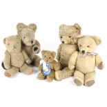 Collection of 1950s and later gold/brown Teddy Bears, including 1950s-1960s jointed musical bear