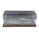 Four 1:1200 or similar scale metal Naval Waterline models by various makers, pair of German