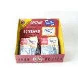 Limited Edition Airfix 50th Anniversary Spitfire Construction Sets and Shop Display Stand, a card