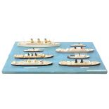 A flotilla of 1:1200 scale or similar Waterline Models, SS 'Mooltan', 'Twickenham Ferry', '