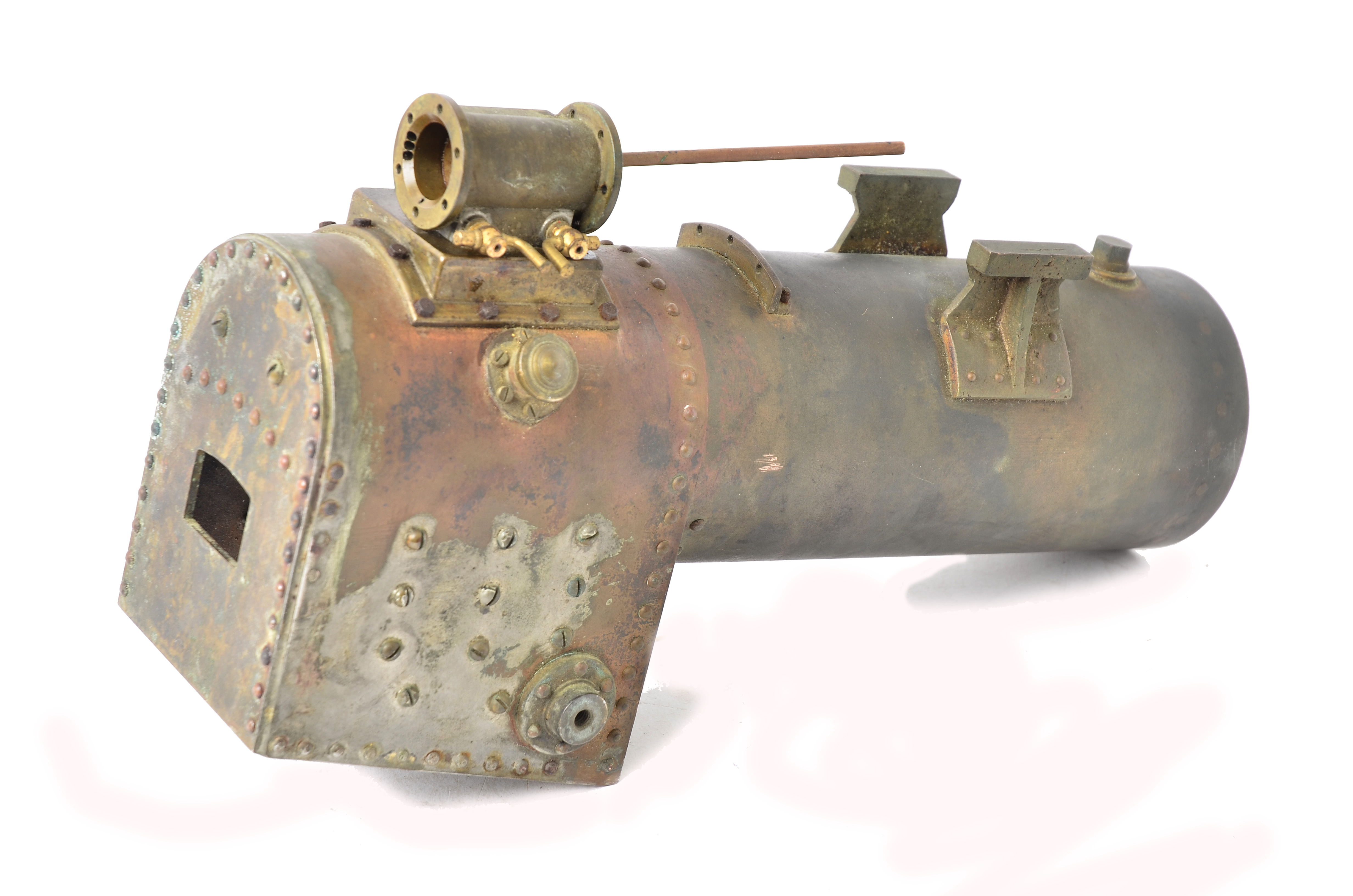 A Vintage (Approx 1½" Scale) Portable Engine Boiler and Cylinder, with seamless copper tube boiler