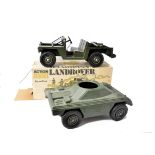 Action Man Vehicles, Land Rover (front bumper loose), in original box, Armoured Car, Police