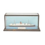 Bassett-Lowke 100 feet-1 inch Waterline Model of 'Samaria', presented in a metal/wood/glazed display