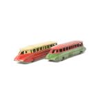 Prewar Dinky Railcars, two Meccano Dinky Toy GWR railcars one in red and cream livery the other
