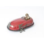 Lindstrom Tinplate Clockwork Dodgem, a printed and painted streamline clockwork dodgem in red livery