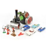 Postwar Diecast a Mamod Steam Roller and Swoppets and other Plastic Figures, Playworn private and