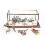 Britains and Dinky Lead Farm animals and equipment Crescent Coronation Coach and Stage coach Diorama