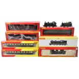 Hornby 00 Gauge Locomotives and Coaching Stock, comprising boxed BR black M7 0-4-4T no 30036, and