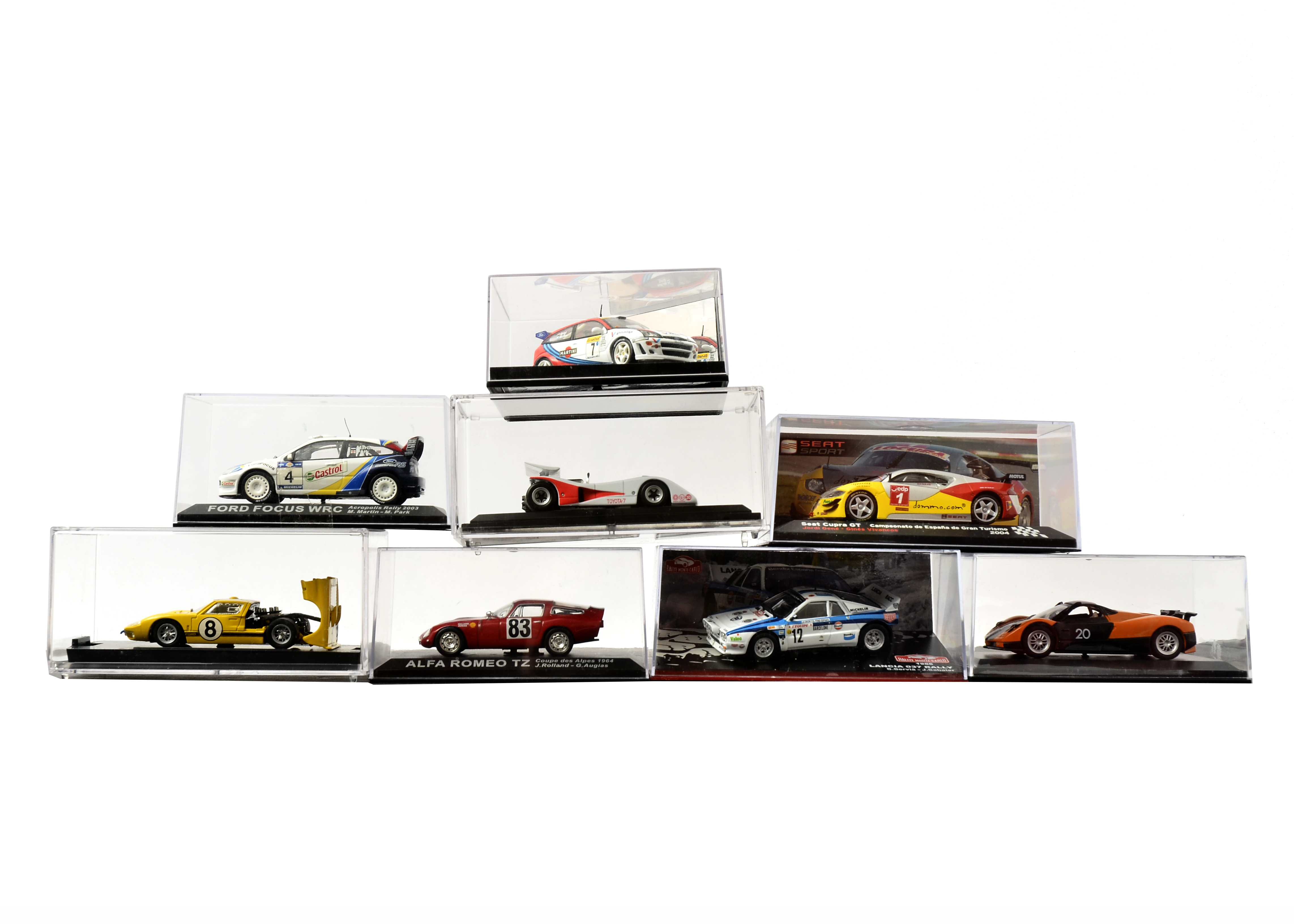 Cased Modern Competition Vehicles, a group of 1:43 scale vintage and modern competition models all