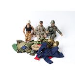 Large Collection of Action Man with Clothing and Equipment, 12 Action Men various periods and