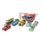 Postwar Dinky Vehicles and a Korean Tinplate Taxi, a playworn/unboxed group including private and