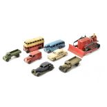 Dinky Toys, including 176 Austin A105, 194 Bentley S2, 29e Single Deck Bus, 40d Austin Devon, 40e