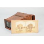 Stereoscopic Cards 1860s, farm girl and elderly man, hayrick beyond (1), north west view of York