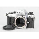 A Nikon FA Camera Body, chrome, serial no 5203949, shutter working, timer working, body VG, in case,