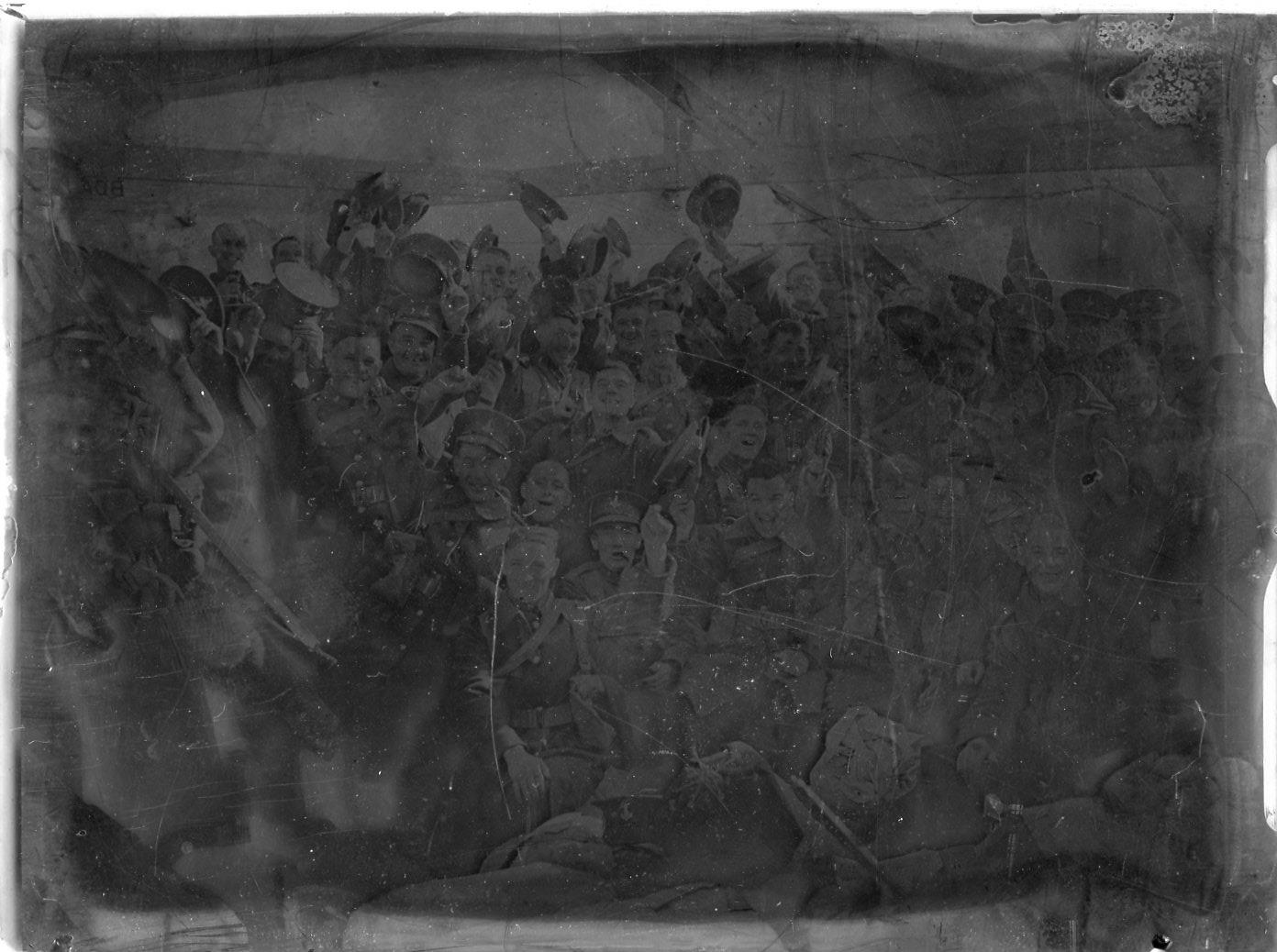 Glass Plate Negatives and Magic Lantern Slides, quarter-plate - including British infantry crowded - Image 2 of 2