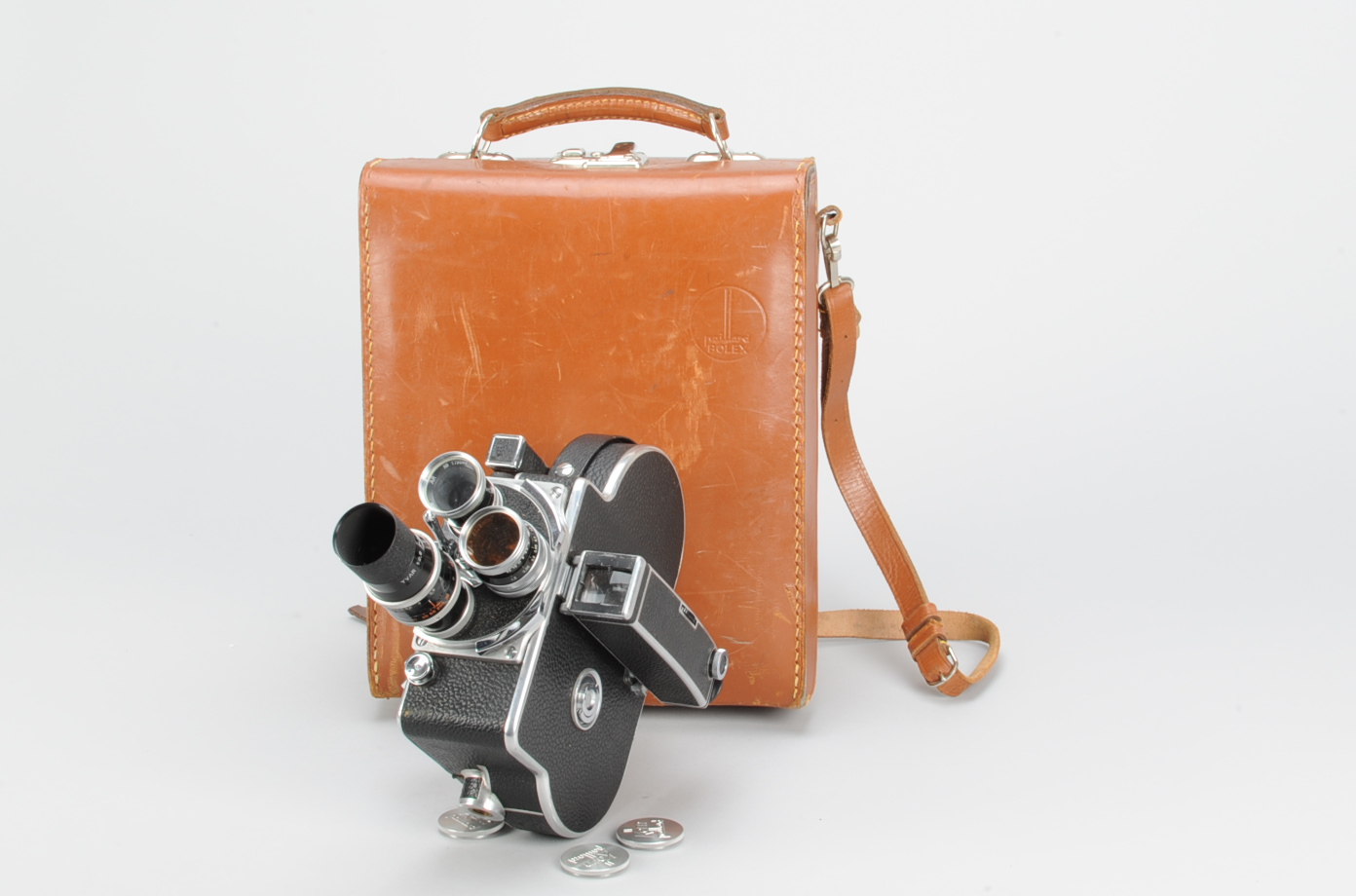 A Paillard Bolex H16 Non-Reflex Cine Camera, 16mm, serial no. 86092, 1953, motor runs, round base,