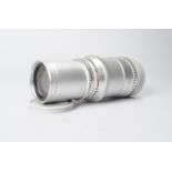 A Hasselbald Carl Zeiss 250mm f/5.6 Sonnar lens, serial no 4381115, barrel G, light scratches,