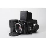 A Rolleiflex SL 66E SLR Camera, serial no. 802430012, waist level finder, shutter working, meter
