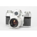 A Zeiss Ikon Contarex Bullseye SLR Camera, chrome, serial no T 88704, shutter working, timer