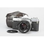 An Olympus OM-1 MD SLR Camera, chrome, serial no 305589, shutter working, timer working, body G- VG,