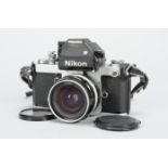 A Nikon F2 SLR Photomic Camera, chrome, serial no 7650310, shutter working, timer working, body G,