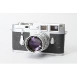 A Leica M3 Double Stroke Camera, chrome, serial no. 838205, 1956, self-timer and shutter working,