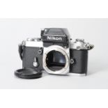 A Nikon F2 Photomic Camera Body, chrome, serial no 8018126, shutter working, timer working, body