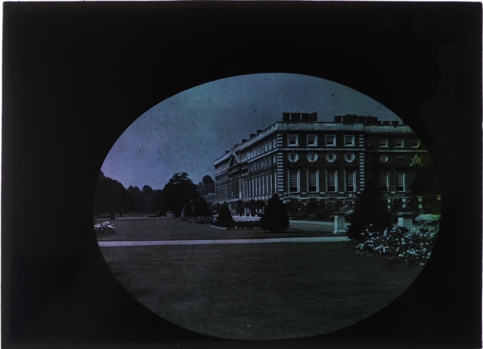 British half-plate Architectural-Study Autochromes, Hampton Court (5) and village scenes, house