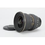 A Tokina SD 12-24mm f/4 (IF) DX AT-X Pro Aspherical Lens, Nikon mount, serial no 71B8847, barrel VG,