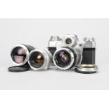 A Zeiss Ikon Contarex Bullseye SLR Camera Outfit, chrome, serial no T 10415, shutter working,