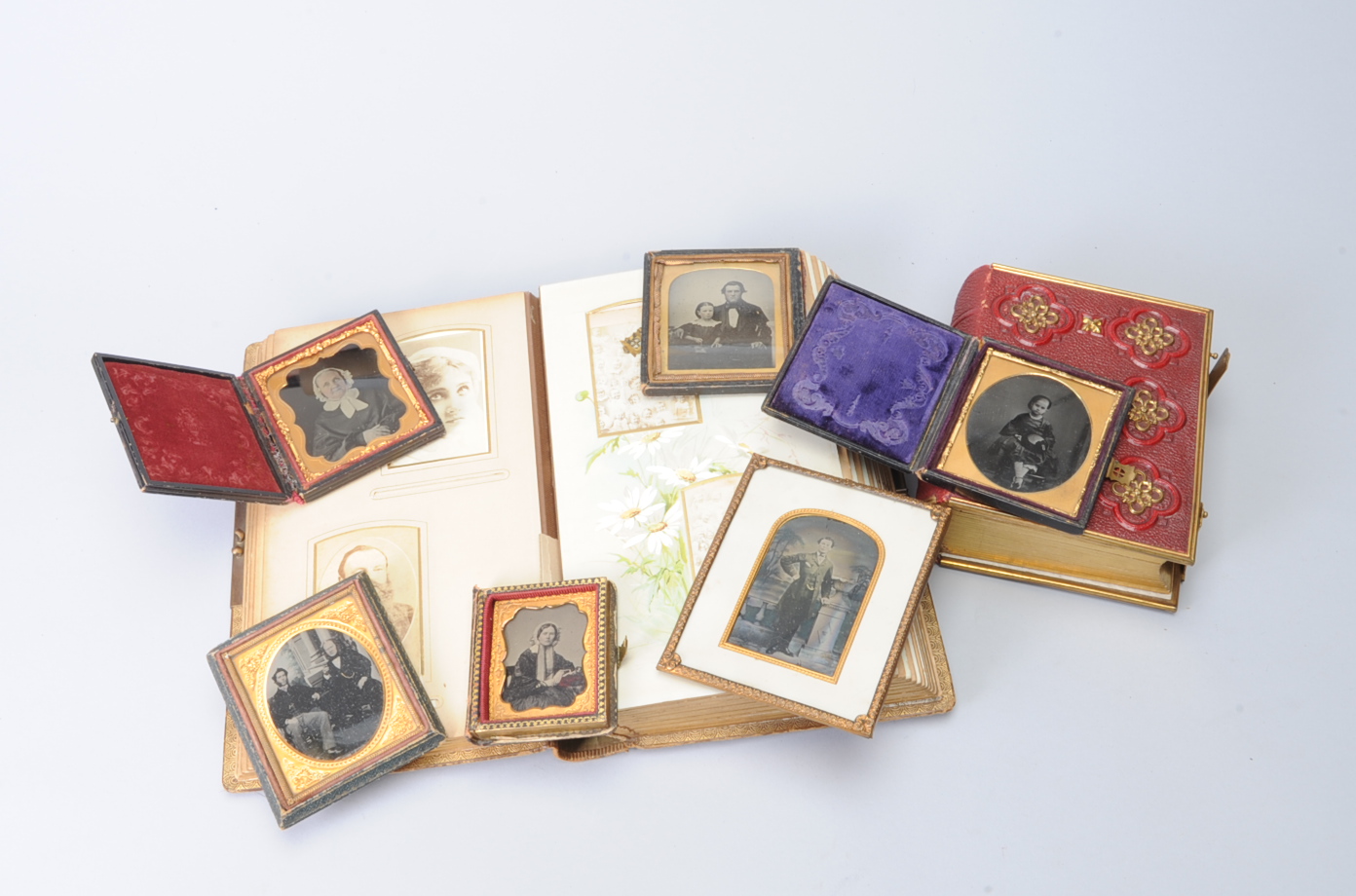 Ambrotypes and an Asprey Carte de Visite Album, 3¼in x 2¾in and other sizes, glass ambrotypes P-