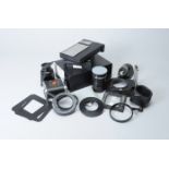 Hasselblad Accessories, including a SWC focusing screen adaptor, various filters, prism, magnifing