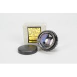 A Dallmeyer Septac Anastigmat 2in f/1.5 Lens, serial no. 613723, black, barrel VG, elements F-G,